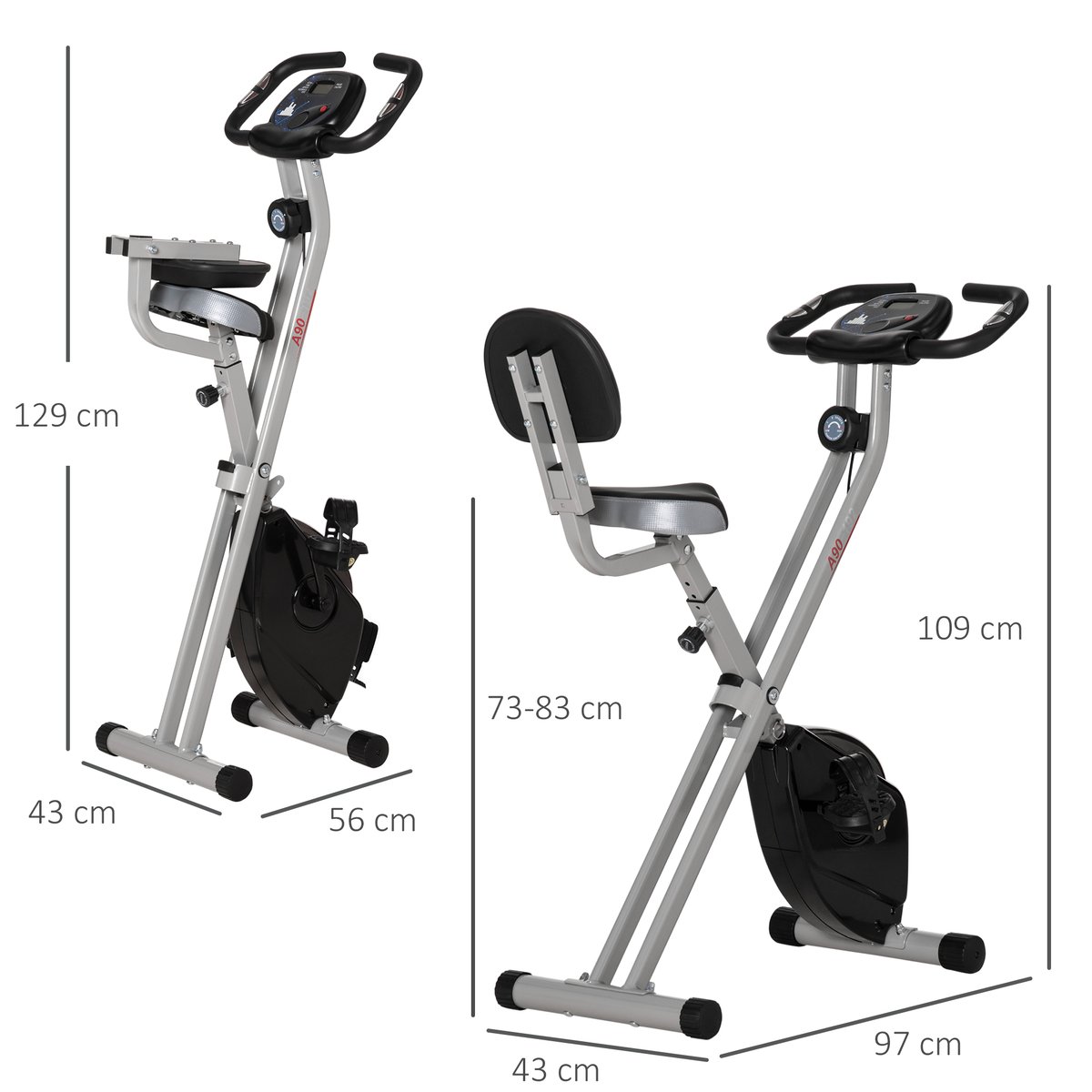 Vélo d'appartement magnétique Acier Gris gris, HOMCOM