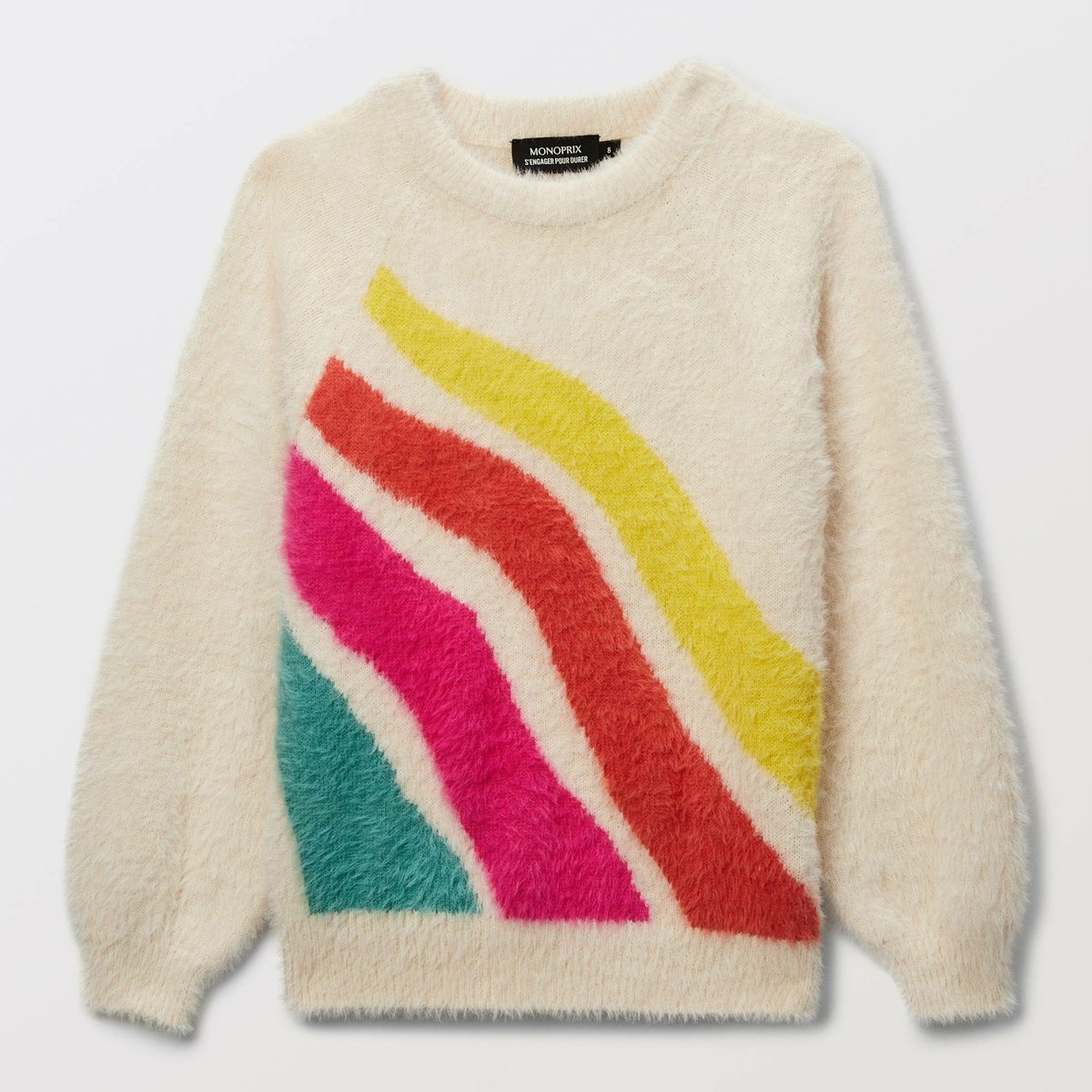 Pull effet poilu imprimé amaretti, MONOPRIX