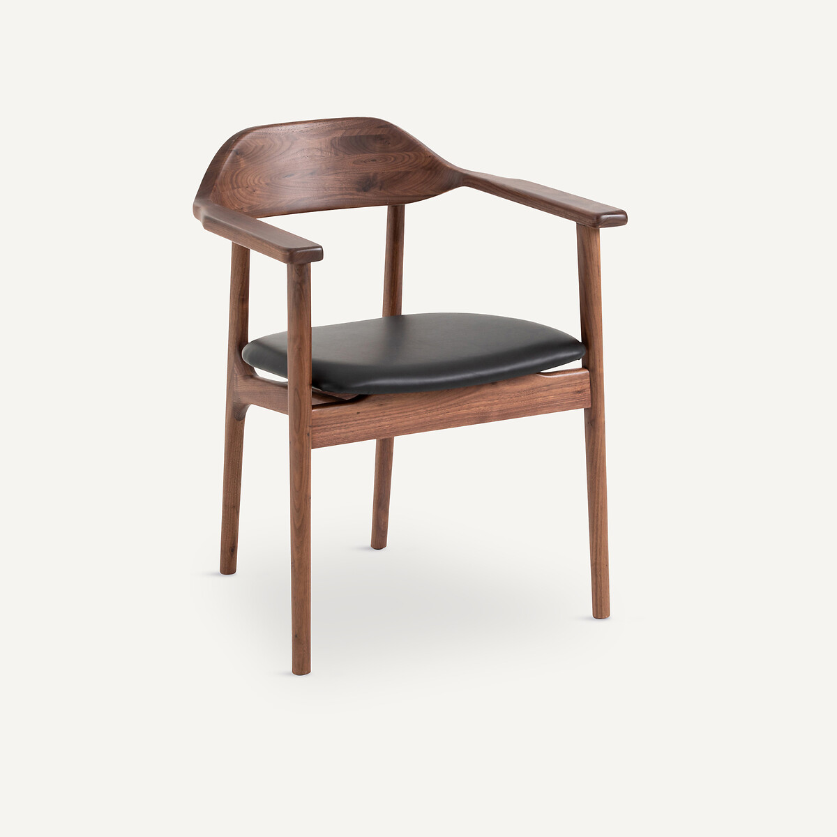 Fauteuil de table noyer, plaqué et cuir Arié noyer, AM.PM