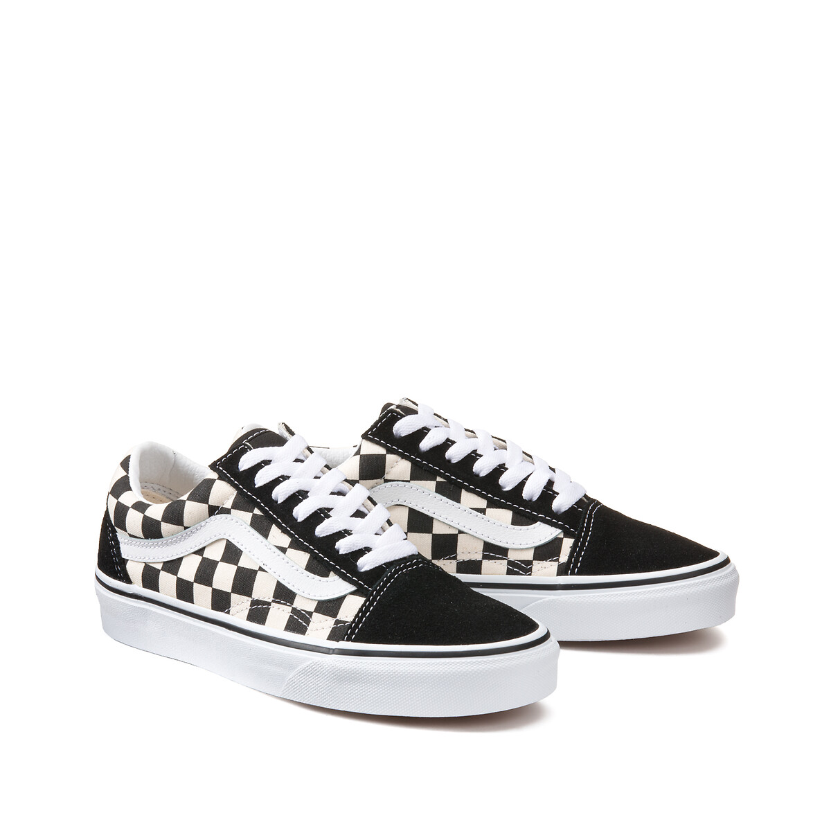 Old skool platform checkerboard suede trainers black white Vans La Redoute