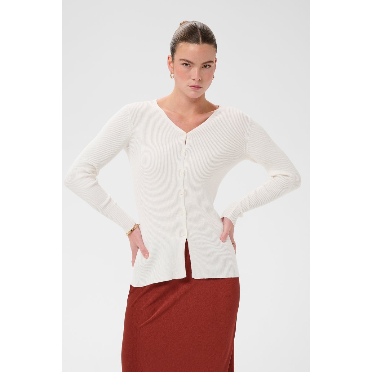 Cardigan à tricot blanc chalk, KAFFE
