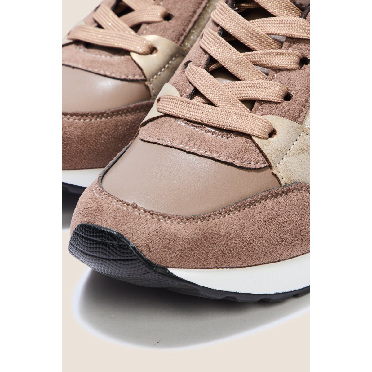 Baskets compensées aspect daim marron foncé, BREAL