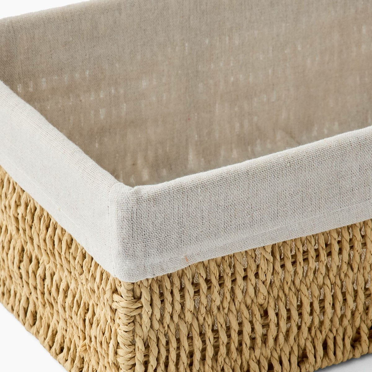 Panier de rangement rectangulaire, 36x24x14 cm, en plastique blanc, MONOPRIX