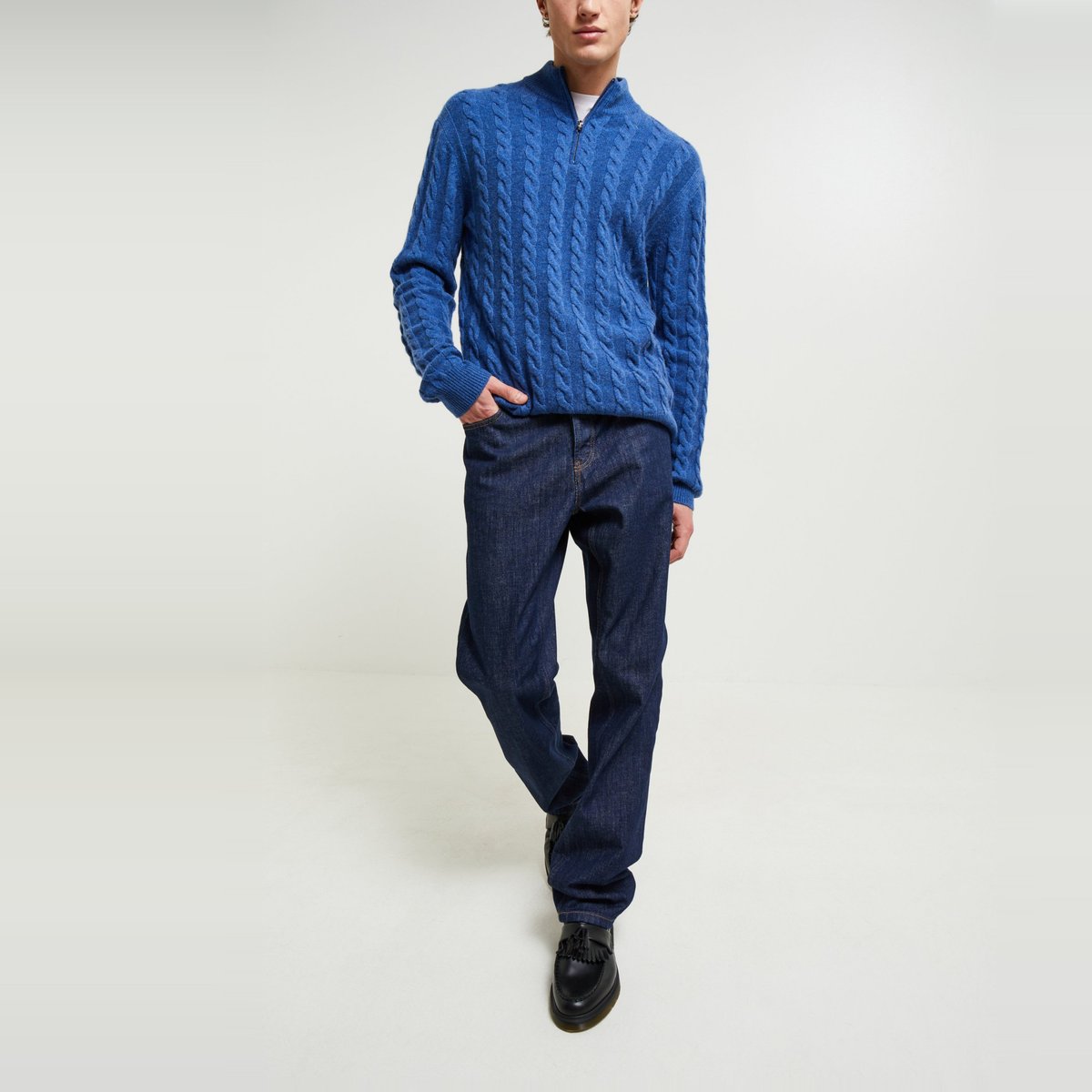 Jean straight contenant du coton BIO blue denim, MONOPRIX