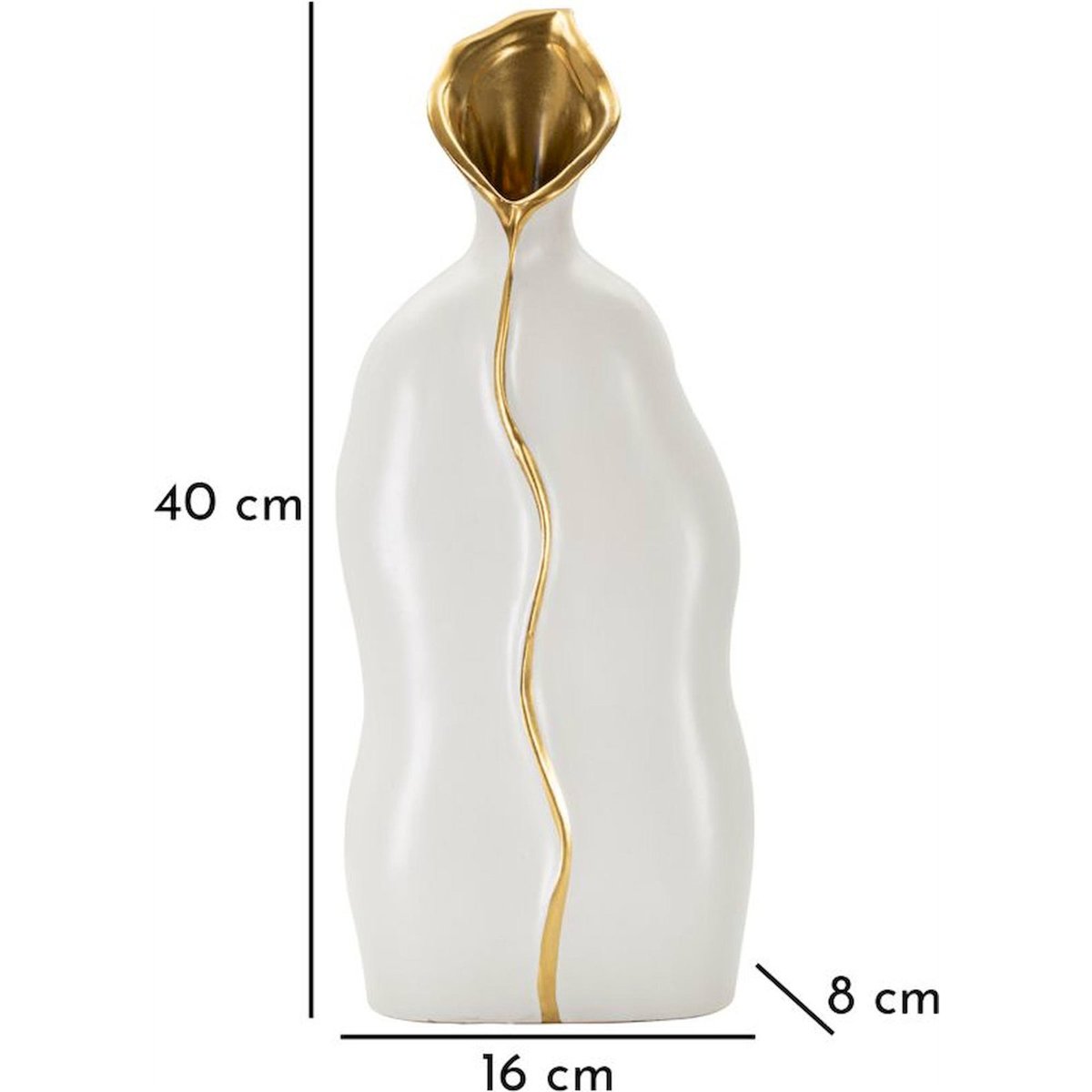 Vase en céramique sinueux GLAM blanc et or, RECOLLECTION
