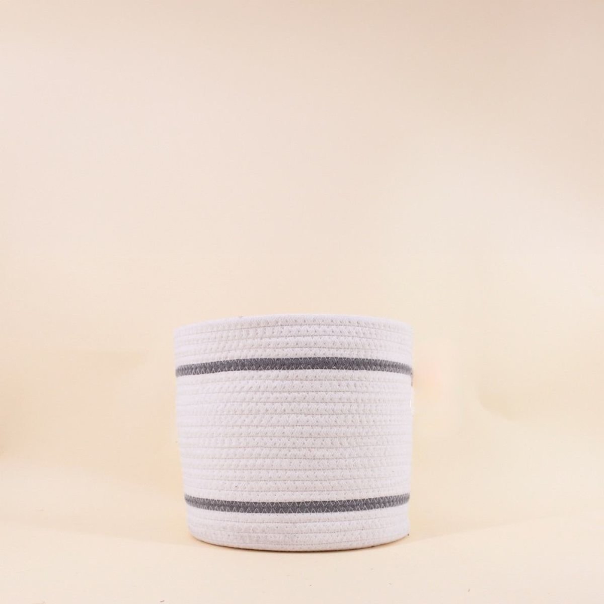 Lot de 3 paniers ronds en corde détail blanc, AZAO