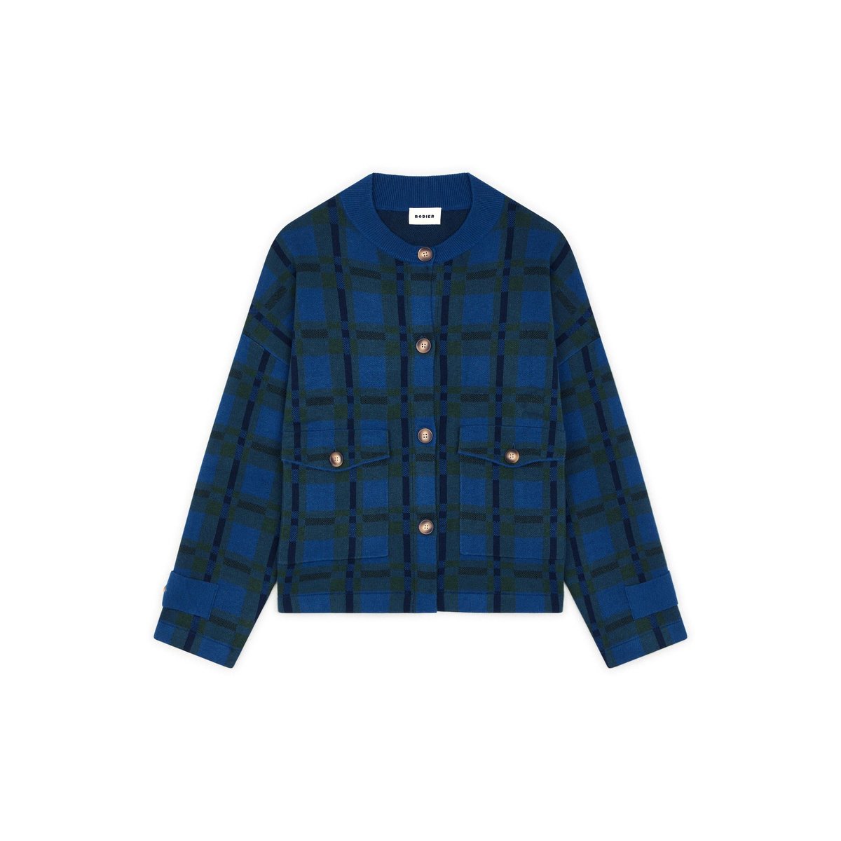 Veste à carreaux en maille bleu, RODIER