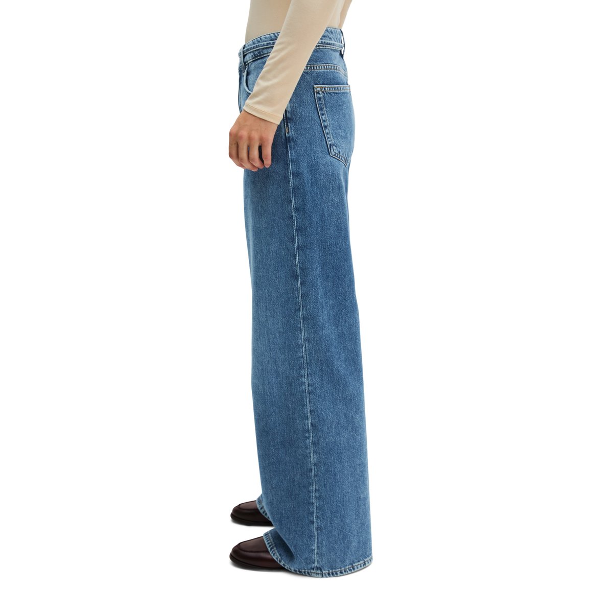 Jeans modèle Lania wide en denim rigide sans élasthanne bleu, MARC O'POLO