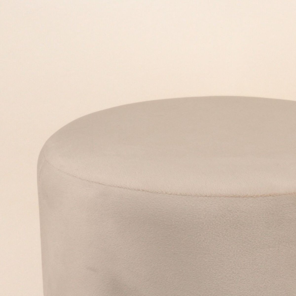 Pouf en velours rond pieds métal 36x30cm beige, ORNAMI