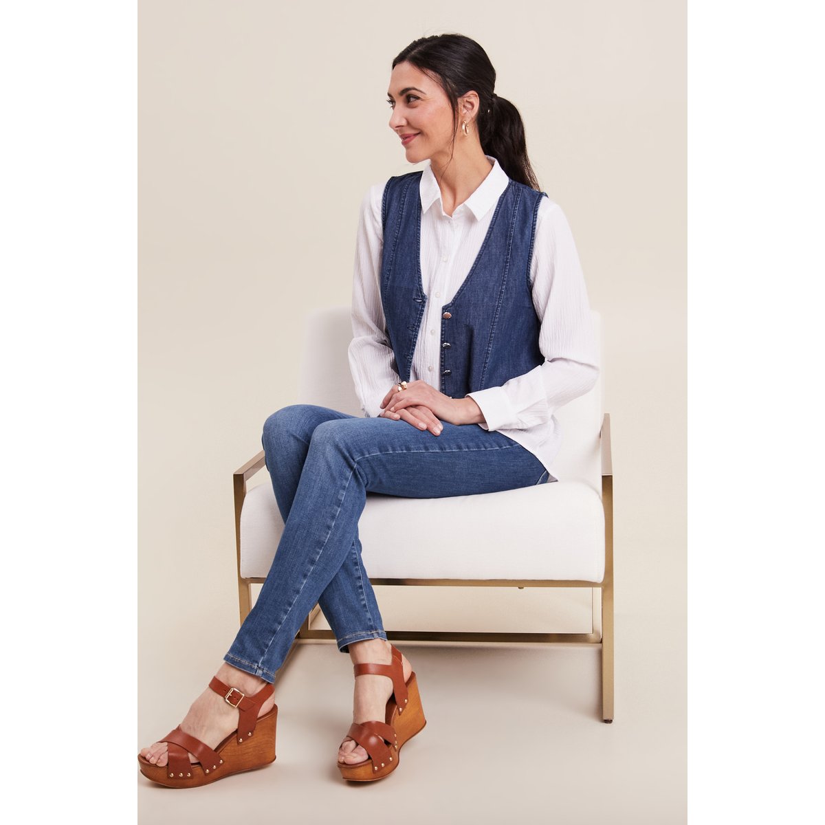 Veston sans manches jean denim double stone, BREAL