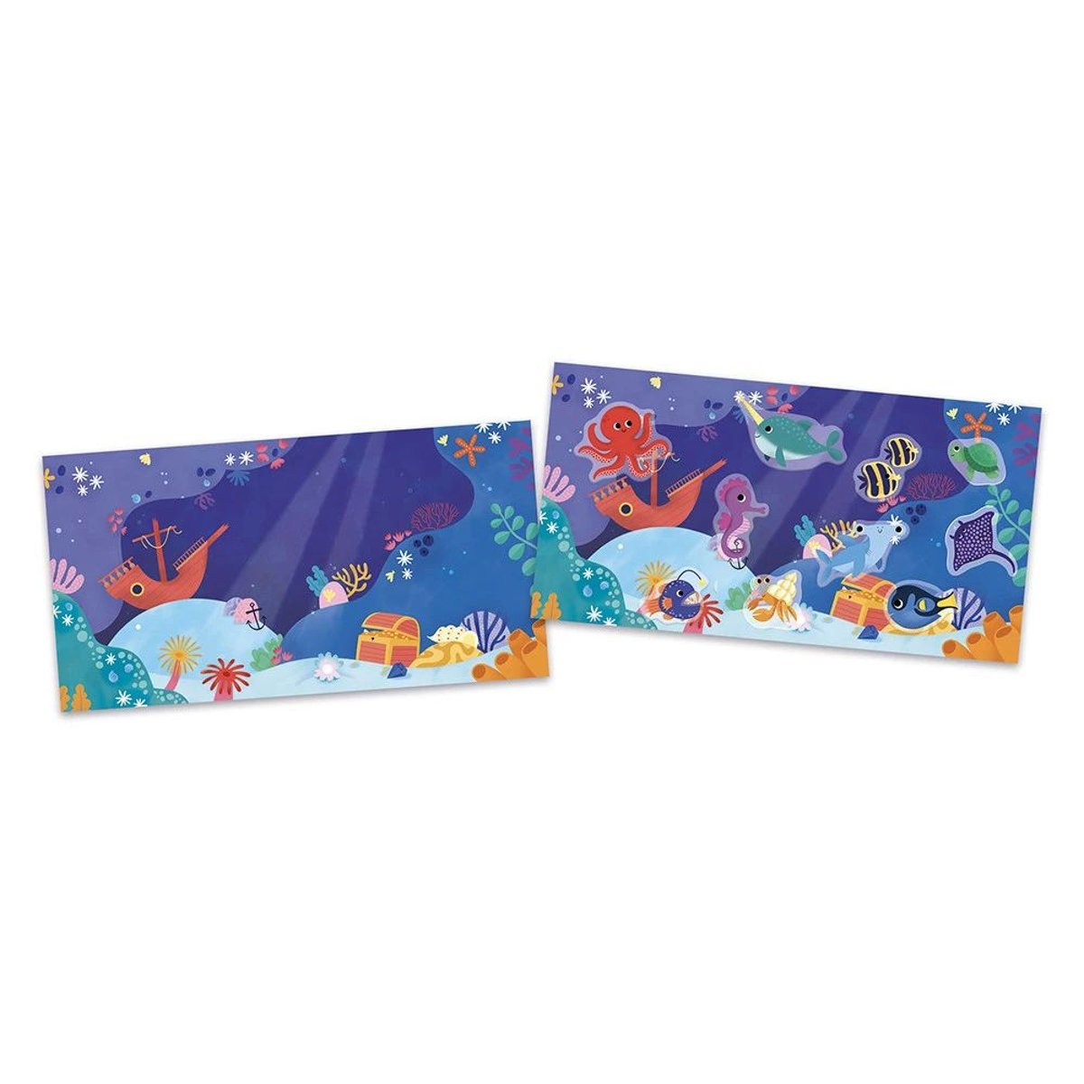 Pochette de stickers gommettes repositionnables La mer couleur unique, JANOD
