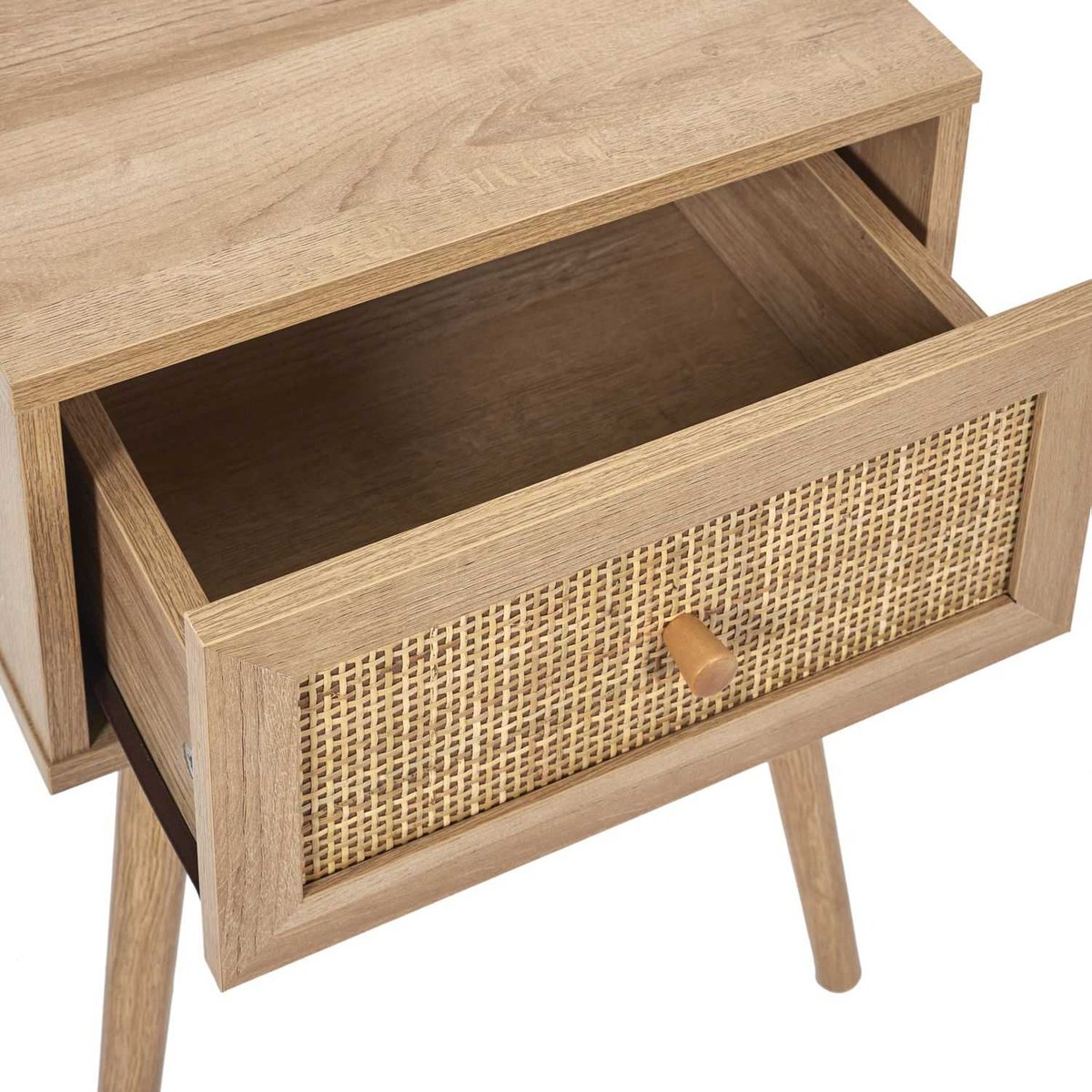 Table de chevet 1 tiroir en cannage BALI beige, TOILINUX