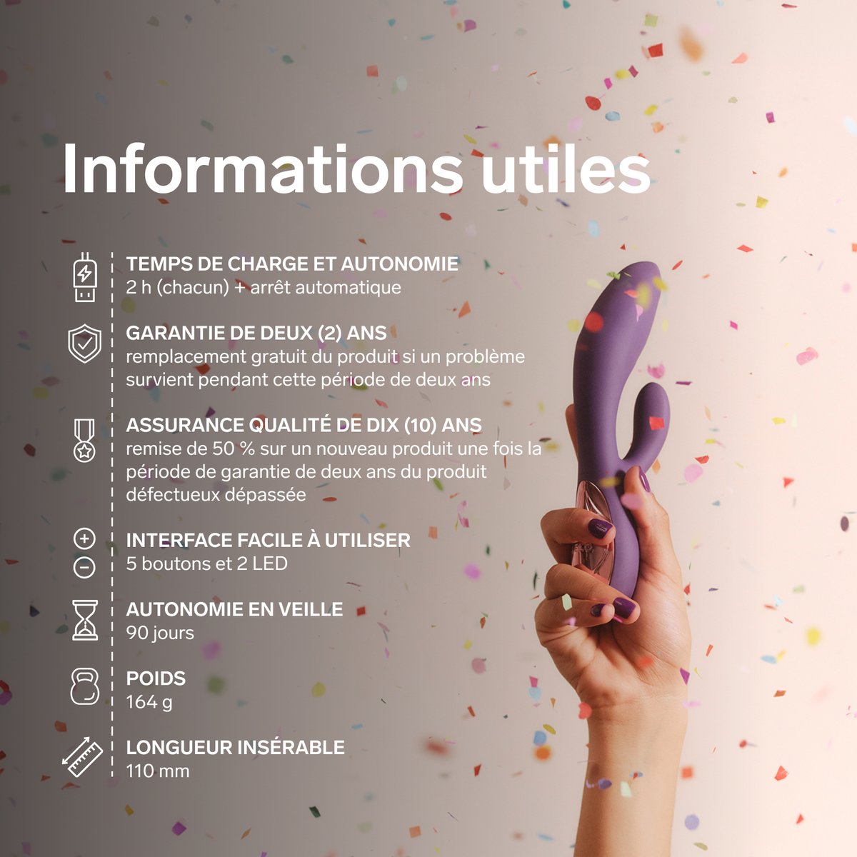 LELO INA Thrust : Rythme Profond, Double Stimulation, 16 Intensités, Twilight Purple black, LELO
