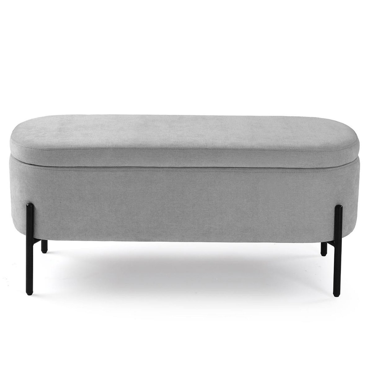 Banc coffre tapissé gris clair 95x36x43cm gris, WADIGA