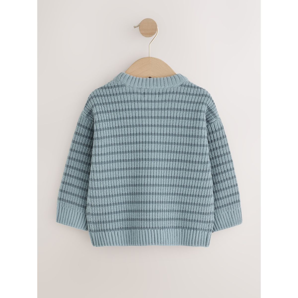 Pull ras du cou en maille chenille à rayures bleu, NEXT