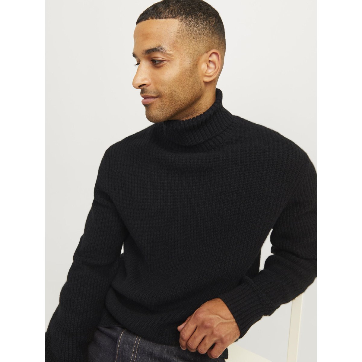 Col Roulé noire - black, JACK & JONES