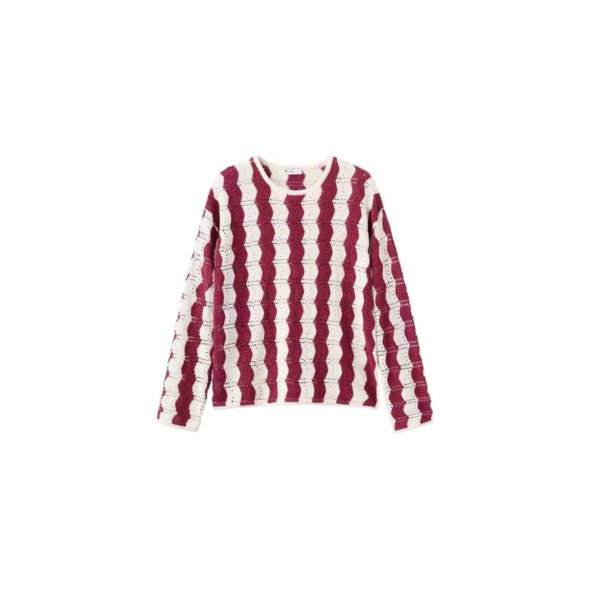 Pull en maille ajourée bicolore grenat, MANGO TEEN