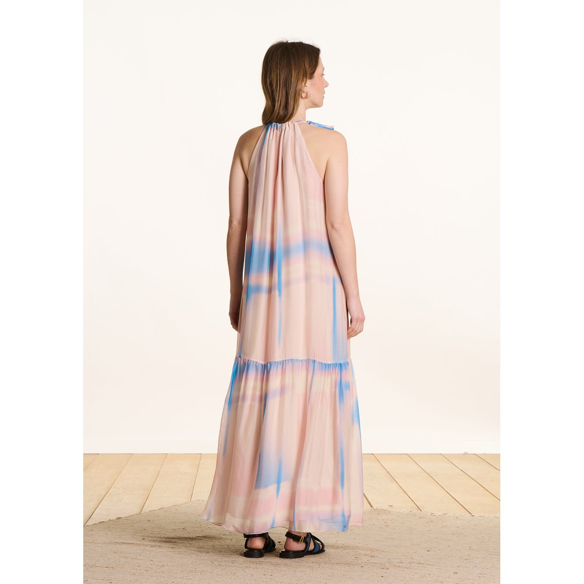 Robe longue à imprimé tie & dye sans manches blush, LA FEE MARABOUTEE