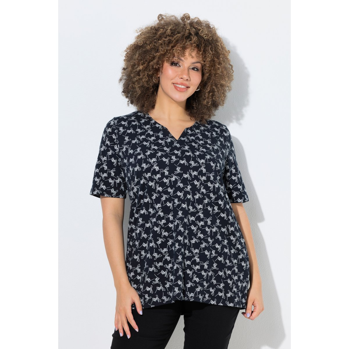 T-shirt avec motif noir, ULLA POPKEN