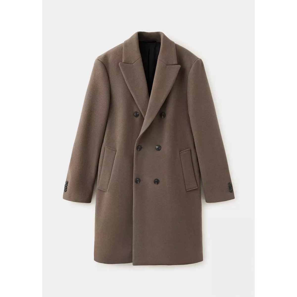 Manteau laine mélangée boutons gris foncé, MANGO MAN