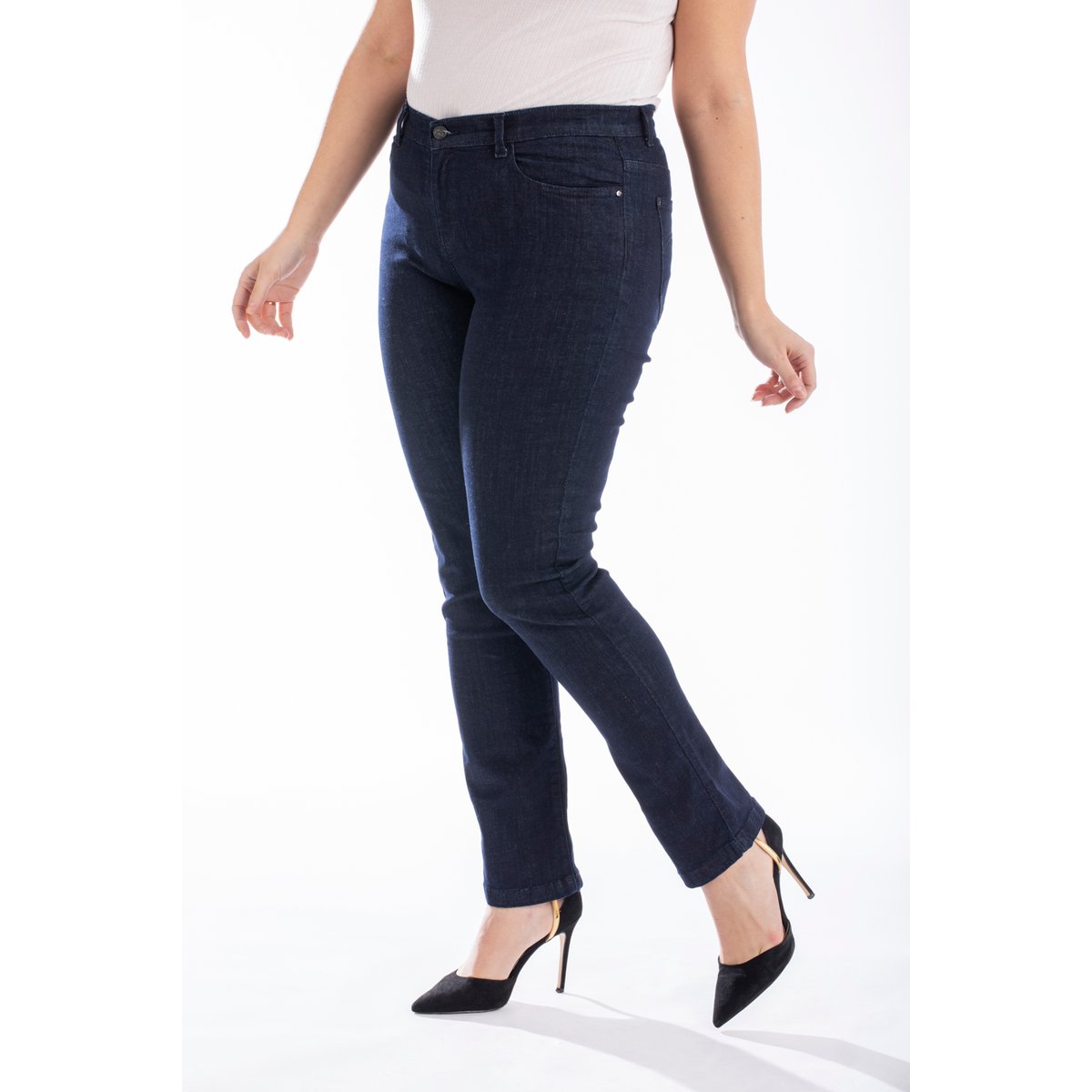 Jeans regular taille haute dos élastiqué OBR7 bleu, OBER
