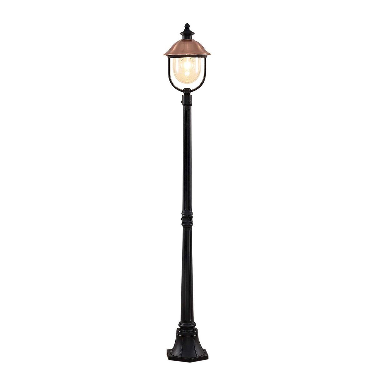 Lampadaire extérieur en aluminium vintage noir, cuivre, LINDBY