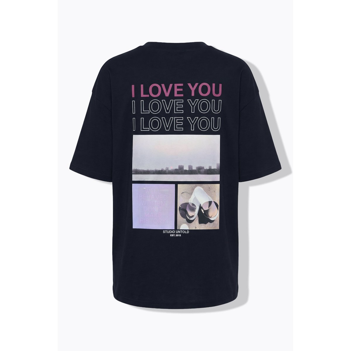 T-shirt oversize avec message imprimé et noir, STUDIO UNTOLD