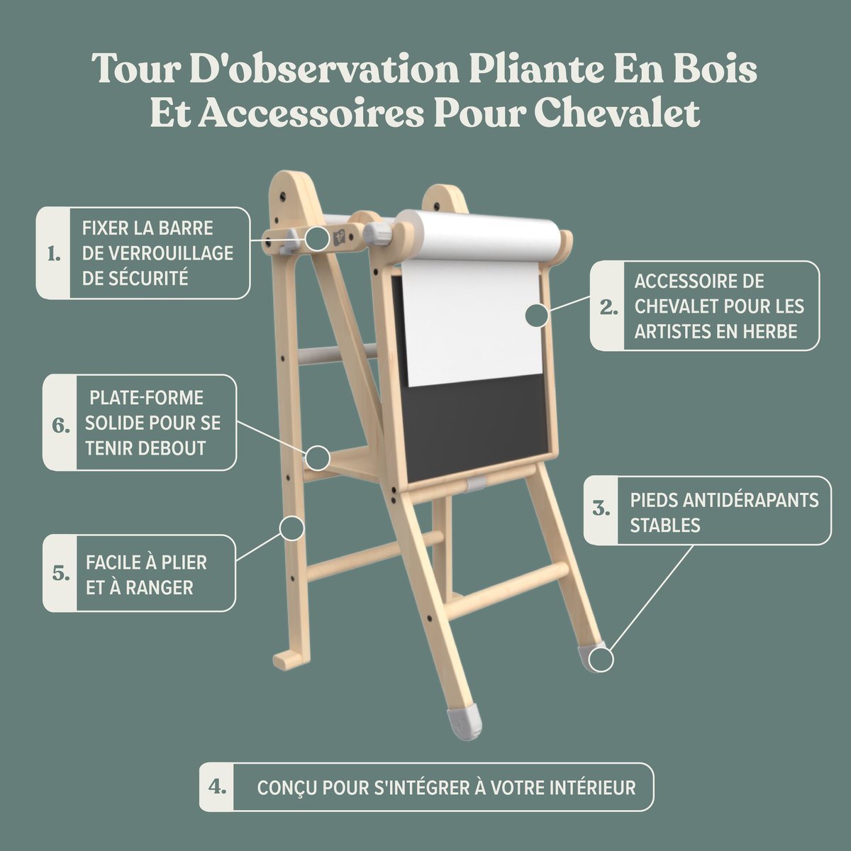 Tour d'apprentissage pliable avec tableau marron - blanc, ACTIVE TOTS