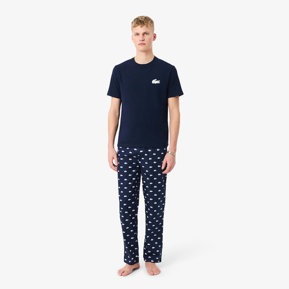 Ensemble de pyjama coton imprimé crocodile bleu-525, LACOSTE