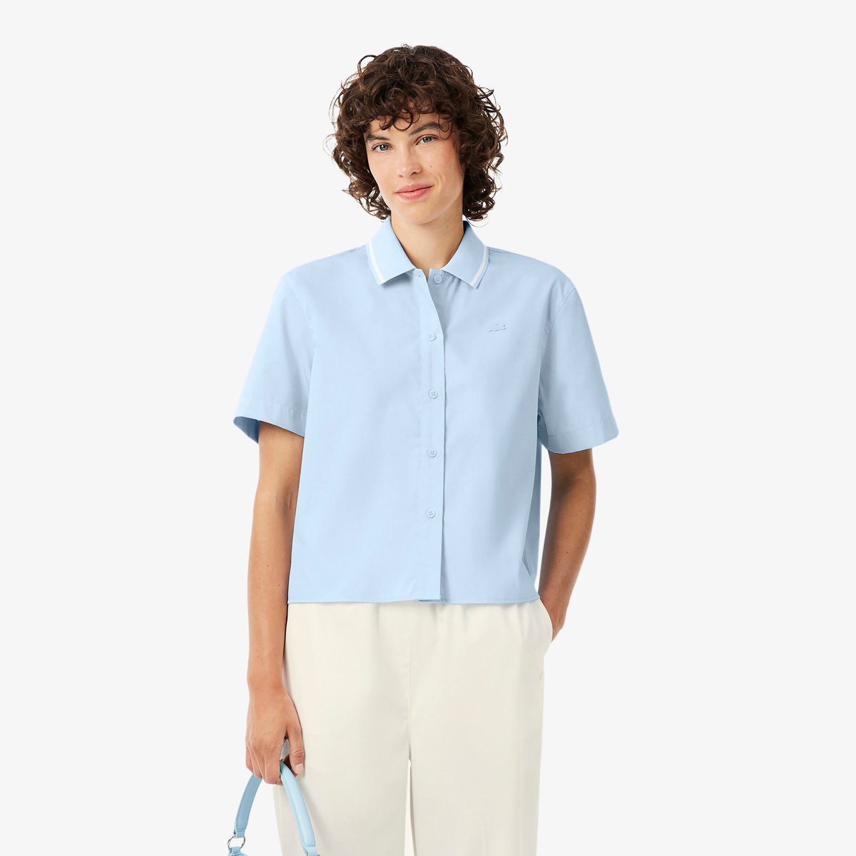 Chemise effet Petit Piqué oversize bleu-t01, LACOSTE