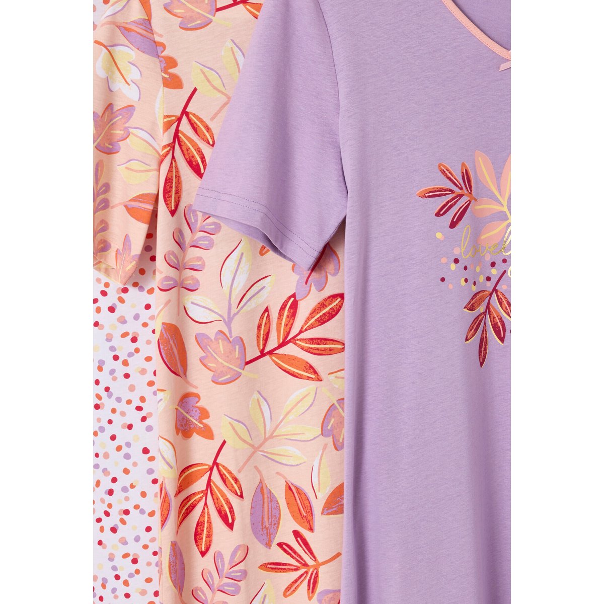 Lot de 3 chemises de nuit, 2 longueurs - Standard lot violet, DAMART