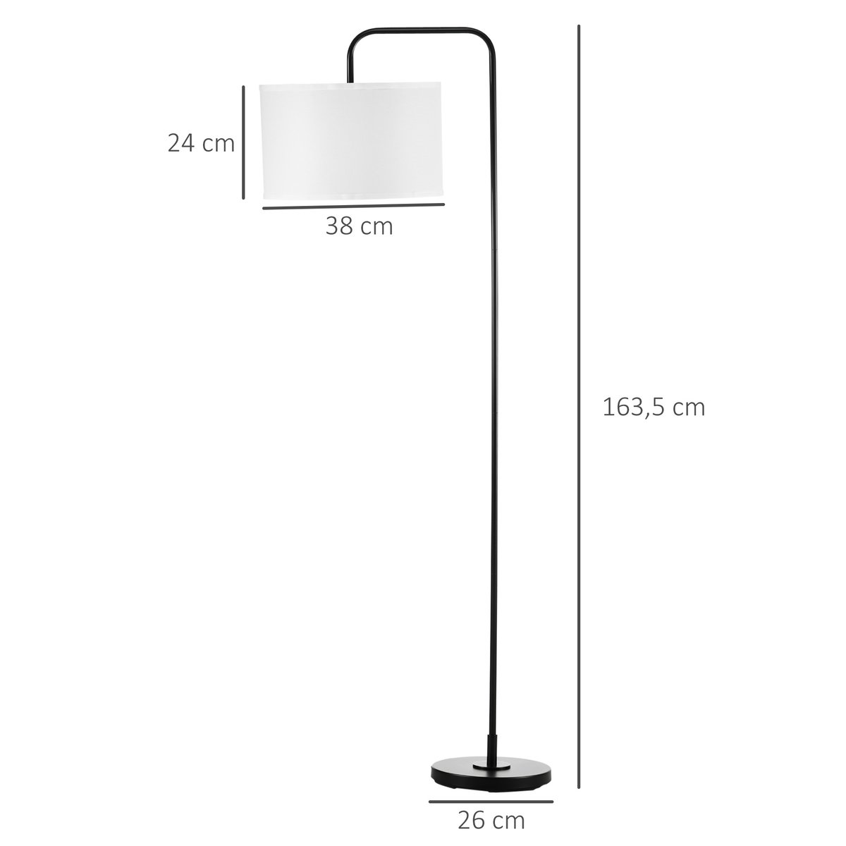 Lampadaire Acier Blanc noir, HOMCOM