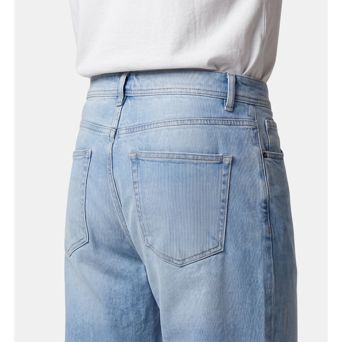 Jean rudenim droit en denim bleu jean délavé, GALERIES LAFAYETTE