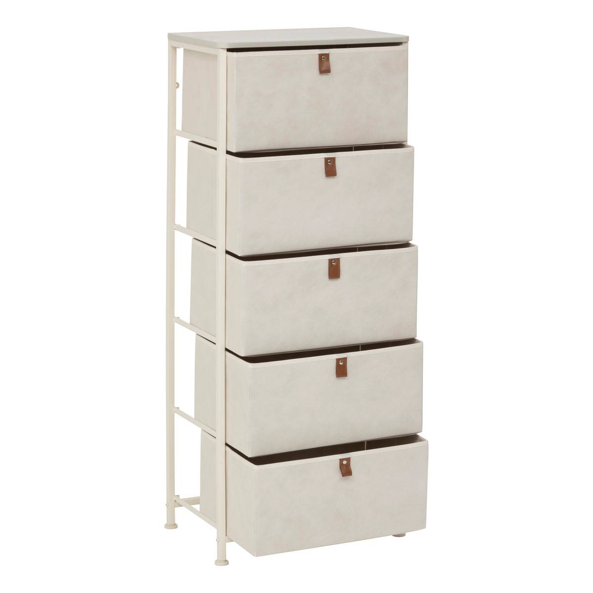 Rangement haut 5 tiroirs en acier et bois TISSA beige, 5FIVE SIMPLY SMART