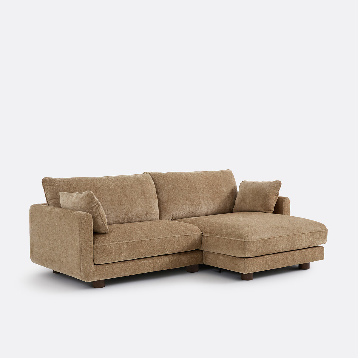 Canapé d'angle réversible, 3 places, en chenille épaisse, EMILIO beige doré, LA REDOUTE INTERIEURS