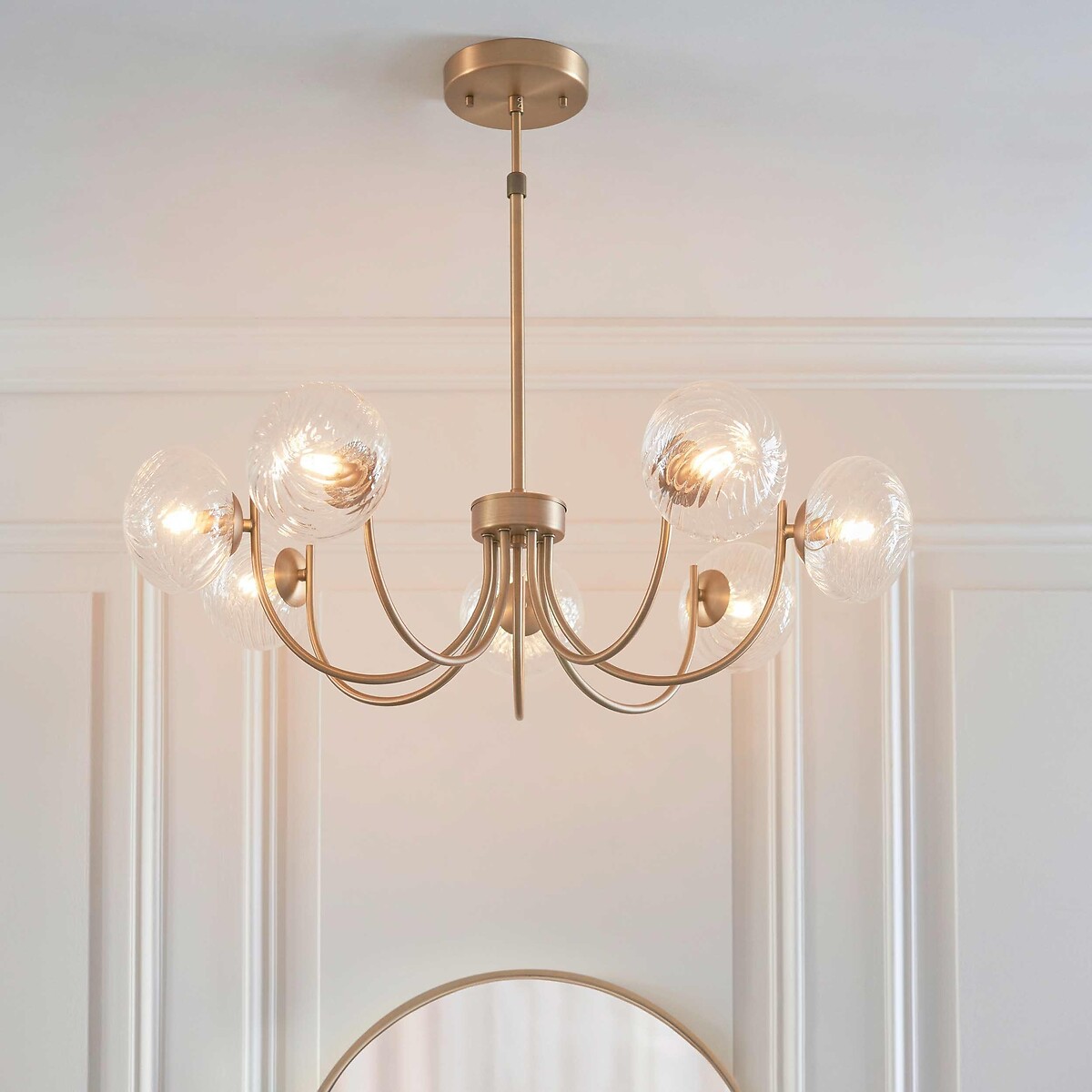 Harville 7-Light Dome Glass Pendant Light aged brass, ÉDITÉ