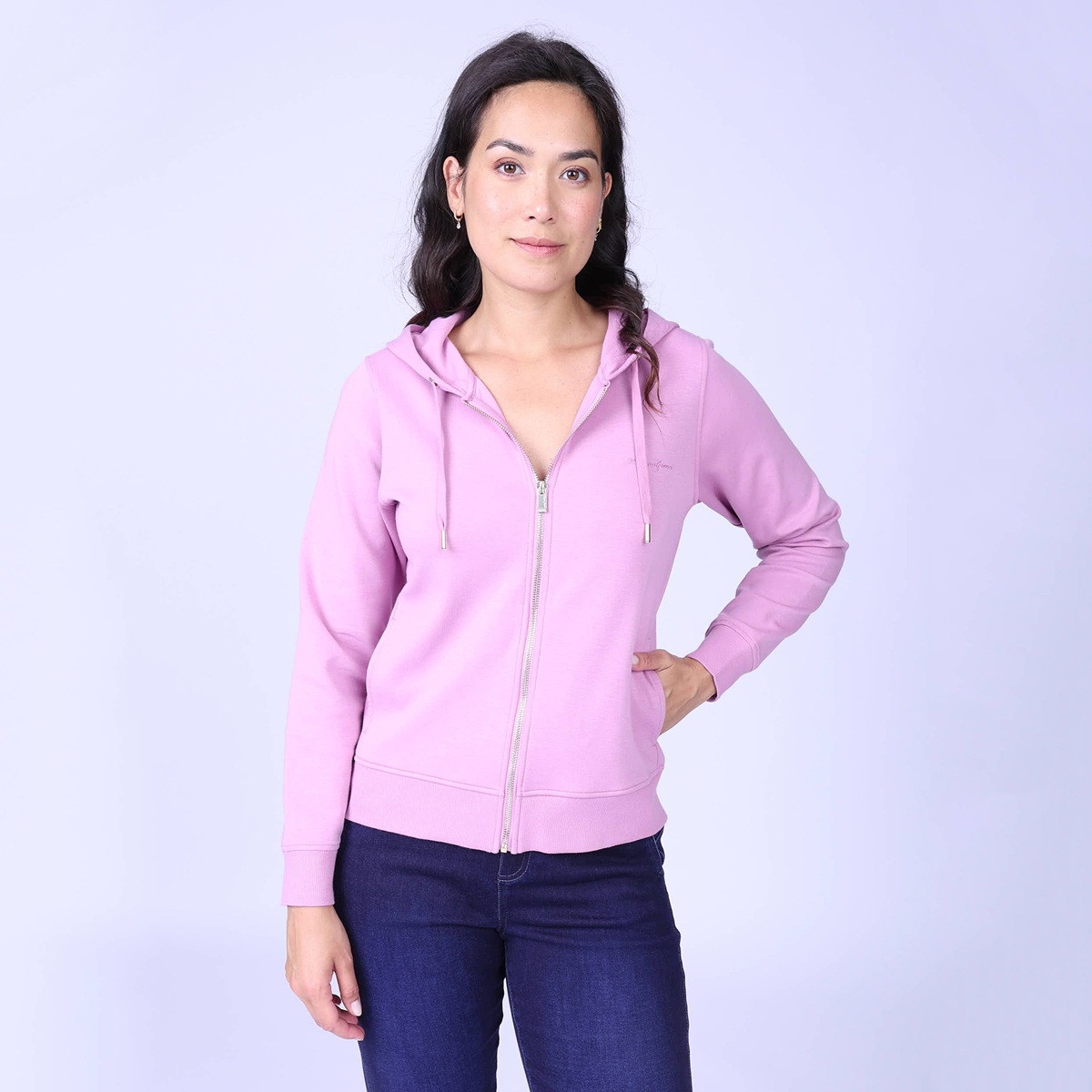 Sweat zippé à capuche Habbie mauve, MISE AU GREEN