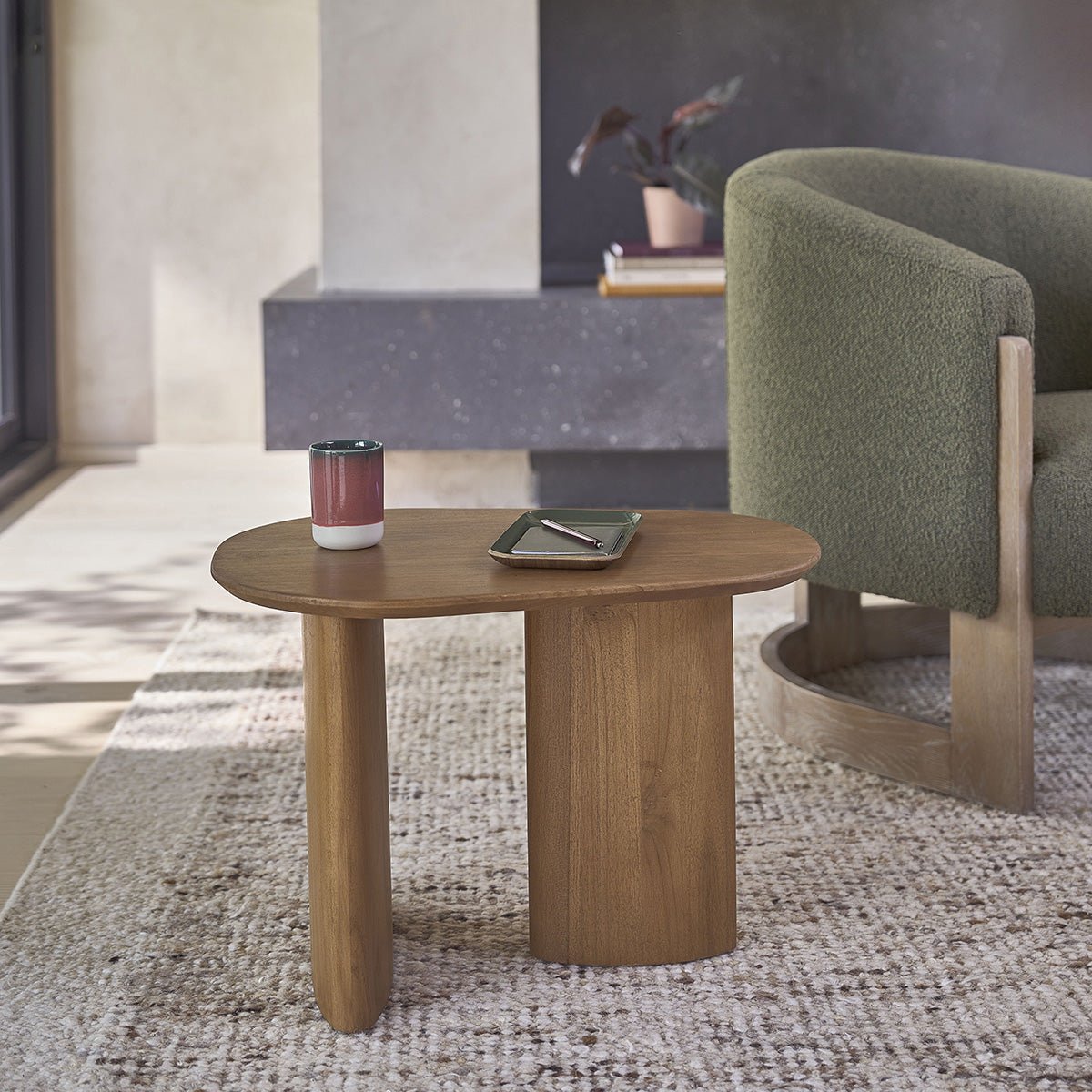 Table d'appoint en teck massif organique CALMA naturel, BERAH GETAH
