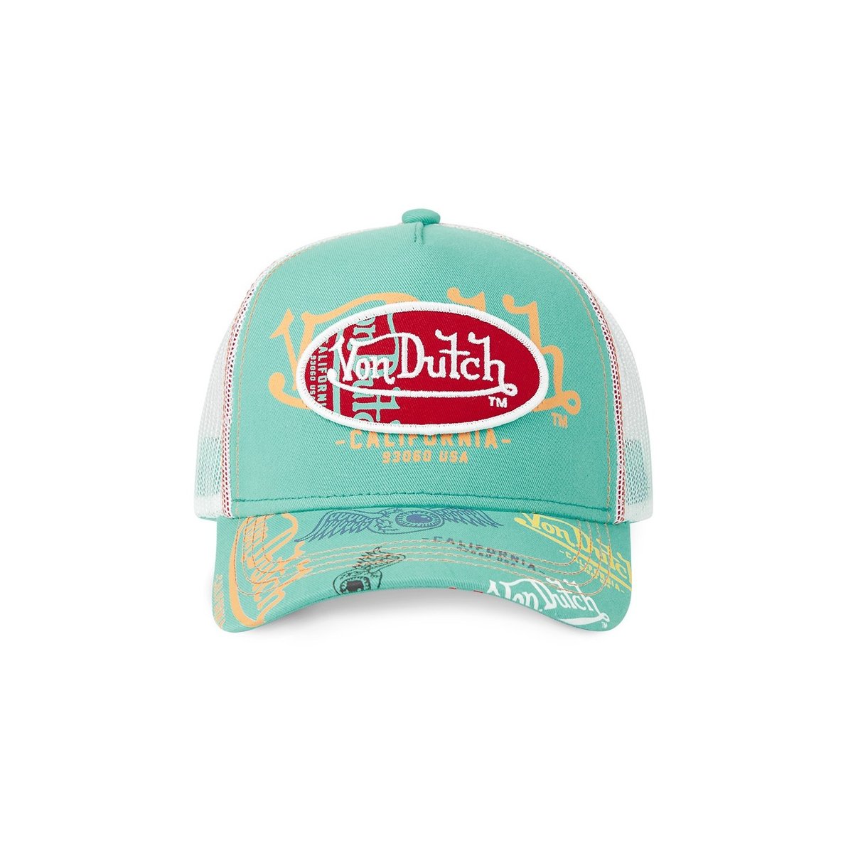 Casquette Trucker Brand turquoise/orange/rouge/blanc, VON DUTCH