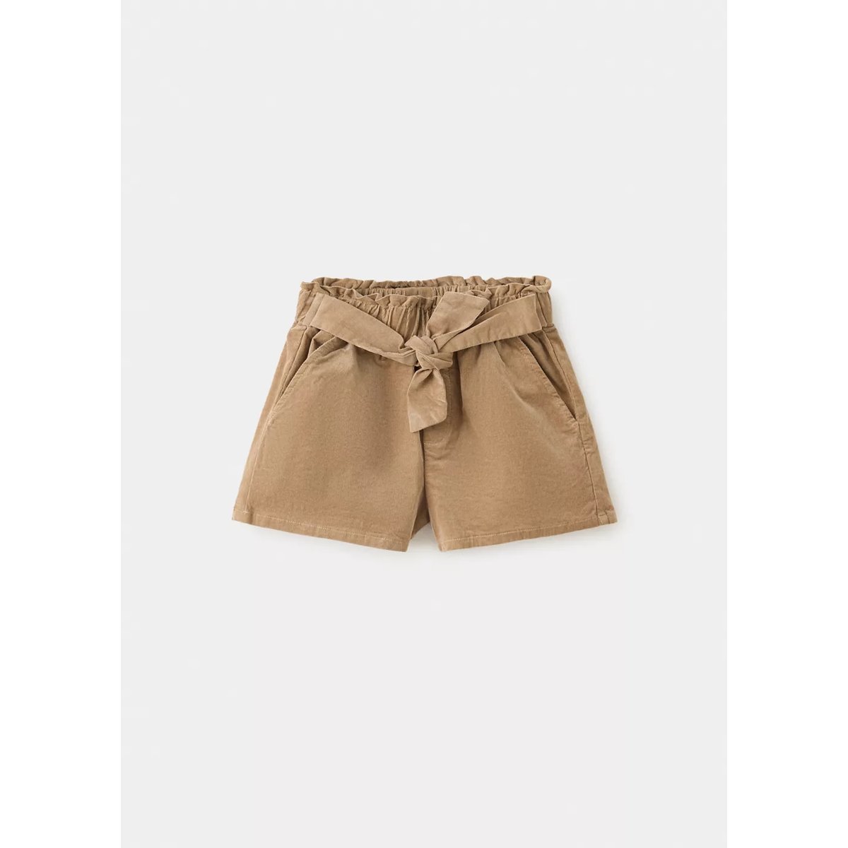 Short en velours côtelé à taille nouée marron moyen, MANGO BABY