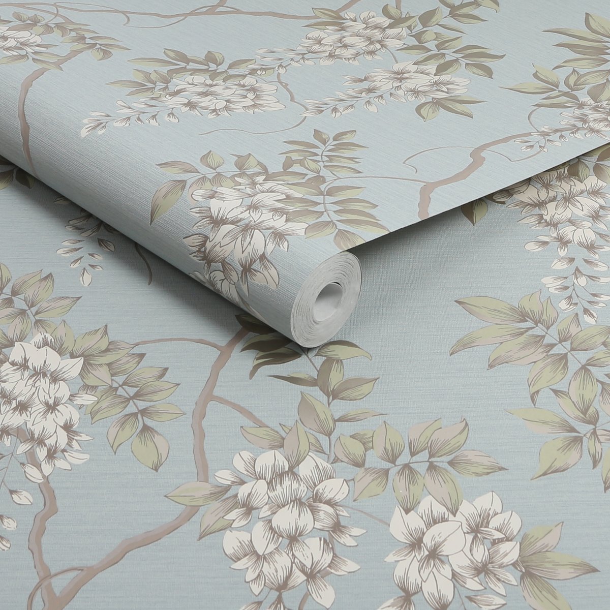 Papier peint fleuri Wisteria Duck Egg turquoise, vert, beige, SUPERFRESCO EASY