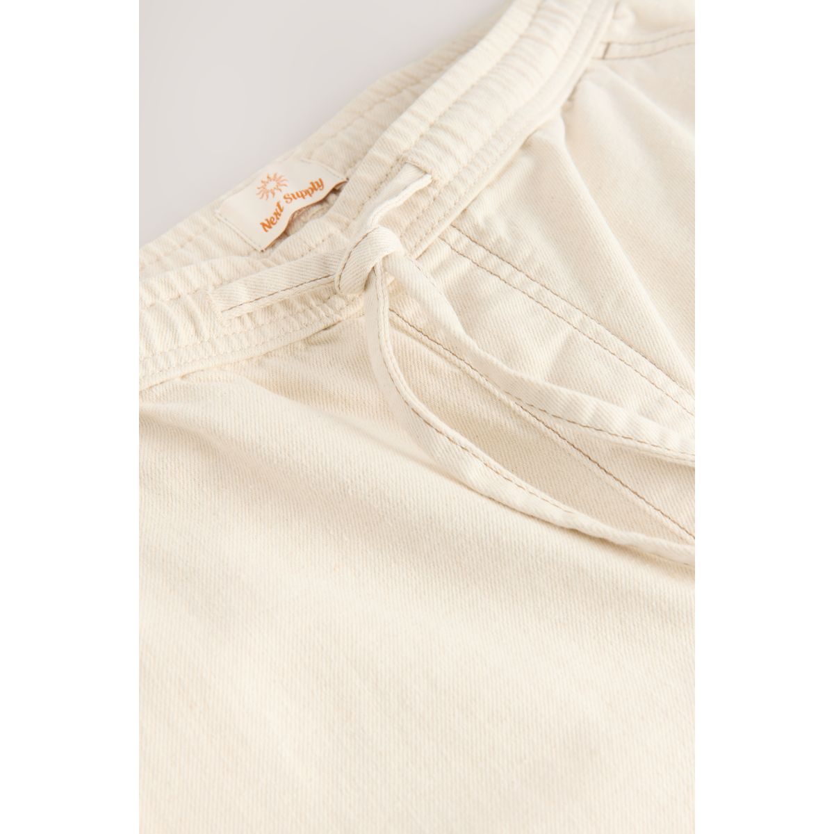 Jean en coton et lin à taille élastique blanc écru, NEXT
