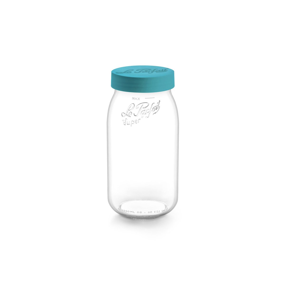 Bocal en verre avec couvercle 2L, LE PARFAIT bleu-transparent, LE PARFAIT