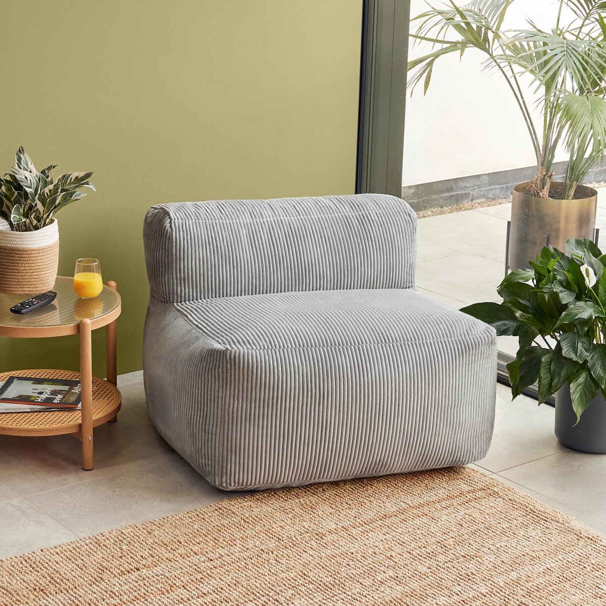 Pouf fauteuil modulaire en velours côtelé Oeko-Tex® - ZEN gris, ICON