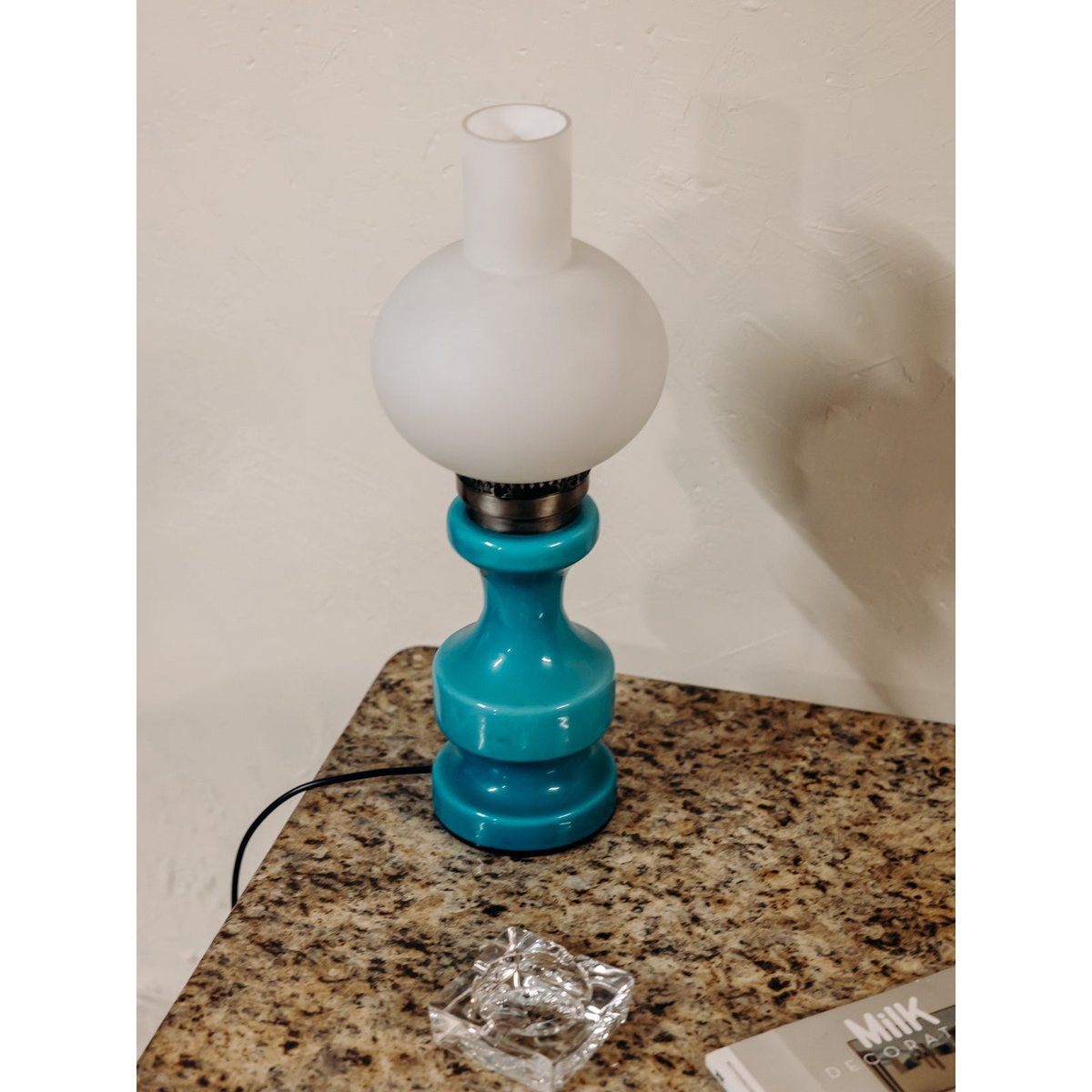 Lampe en céramique bleu clair Julia N°1057 - Bon état bleu clair, DEBONGOUT
