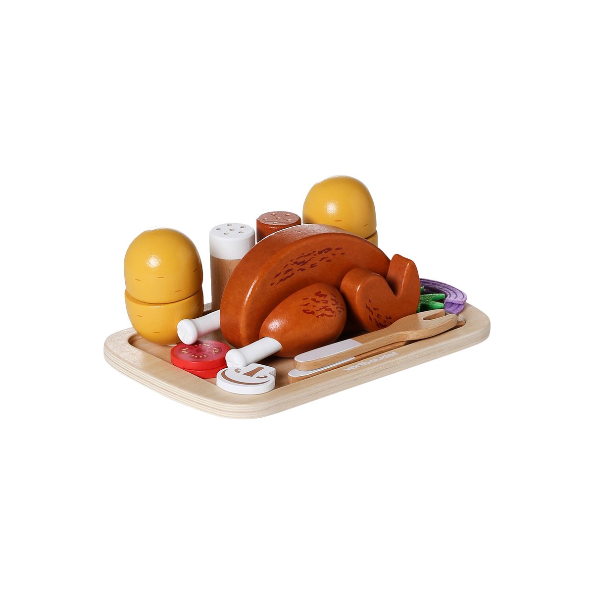 Poulet rôti et accessoires en bois FSC® jaune, VERTBAUDET