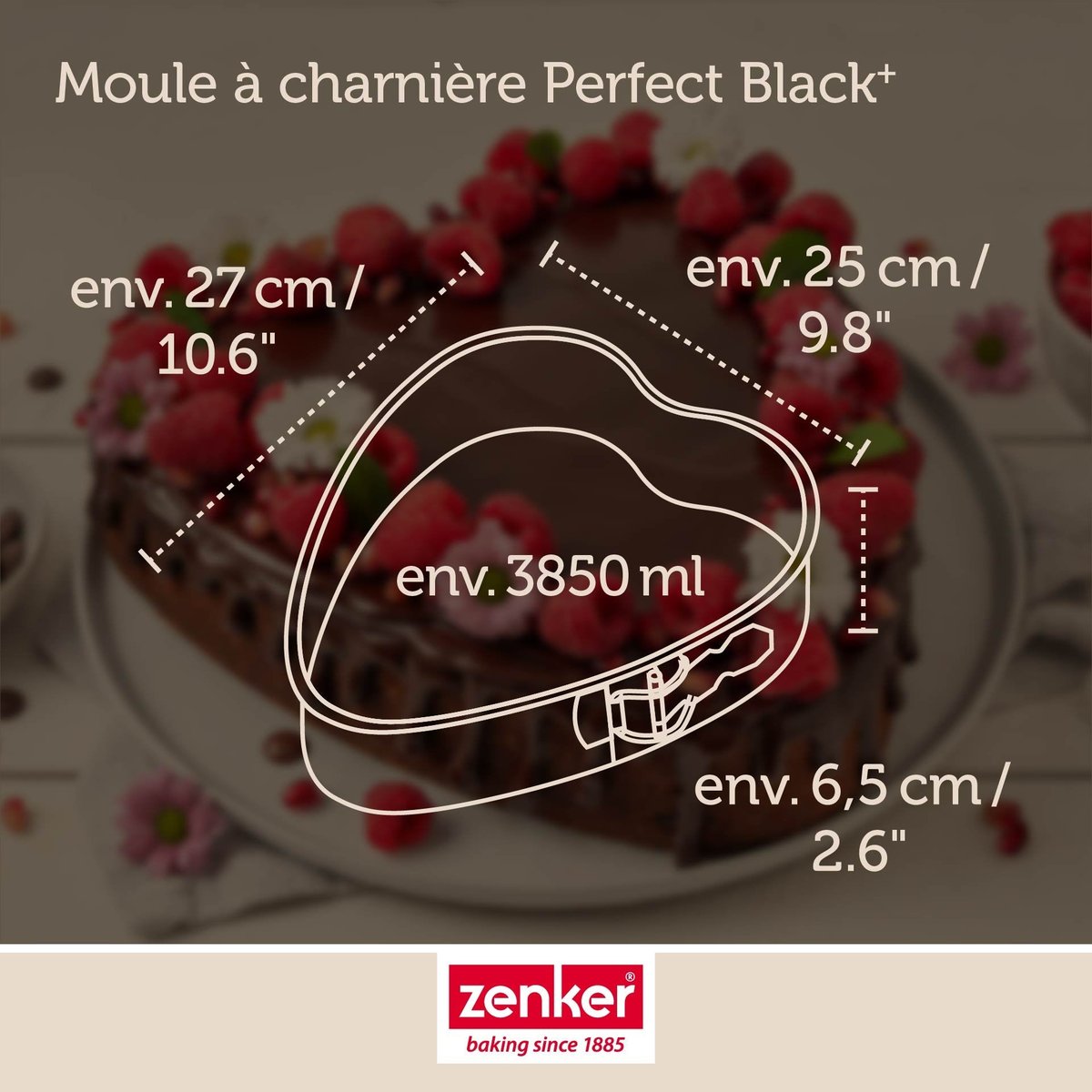 Moule à Charnière en Forme de Cœur 24 x 28 x 7 cm PERFECTBACK+ noir, ZENKER