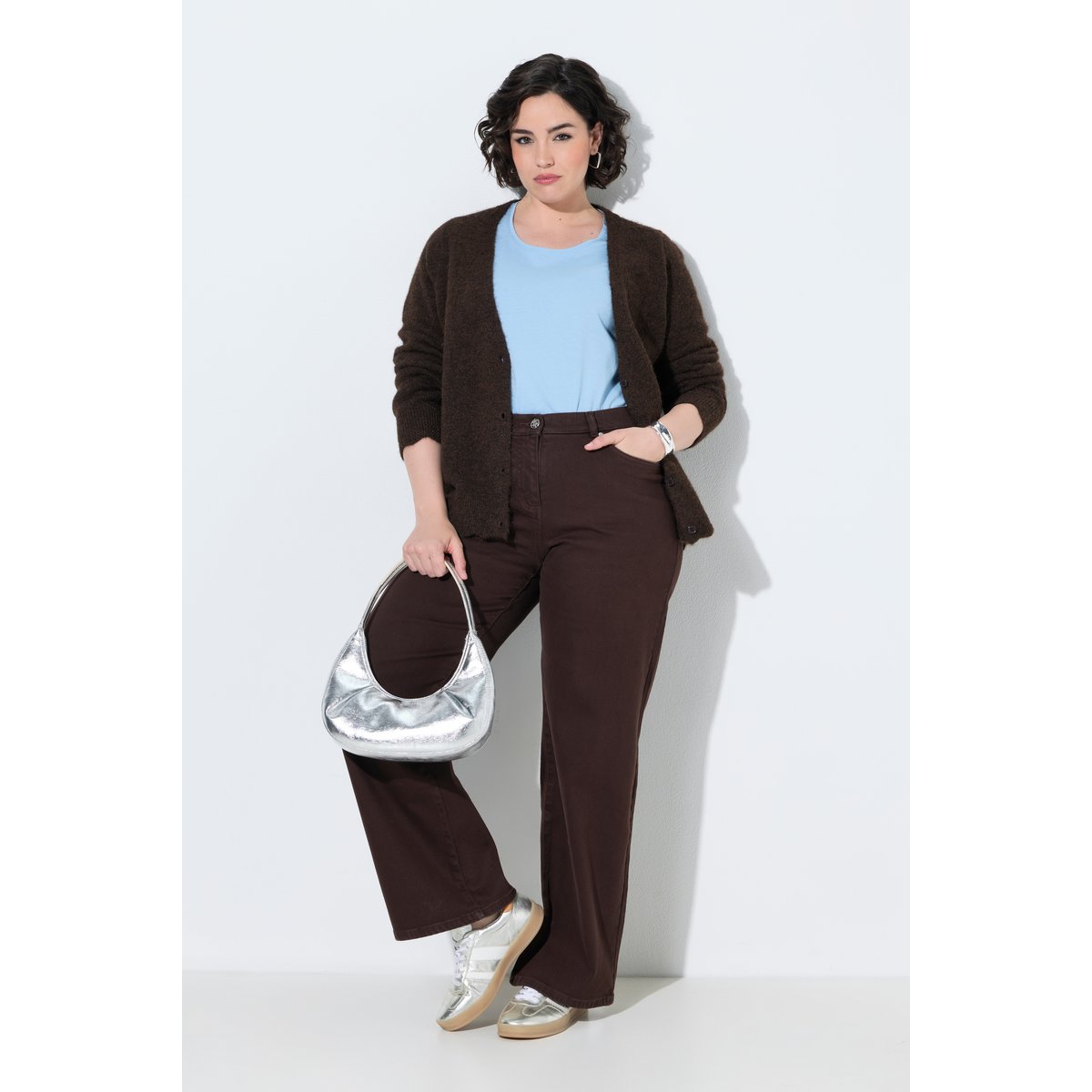 Jean coloré Mary, jambe large taupe foncé, ULLA POPKEN