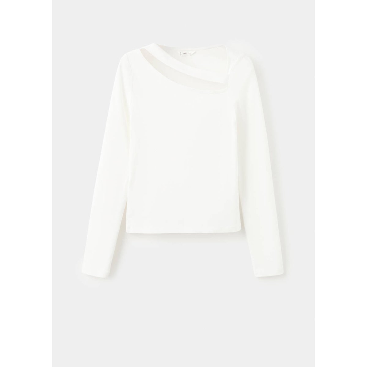 T-shirt asymétrique à découpe blanc cassé, MANGO TEEN