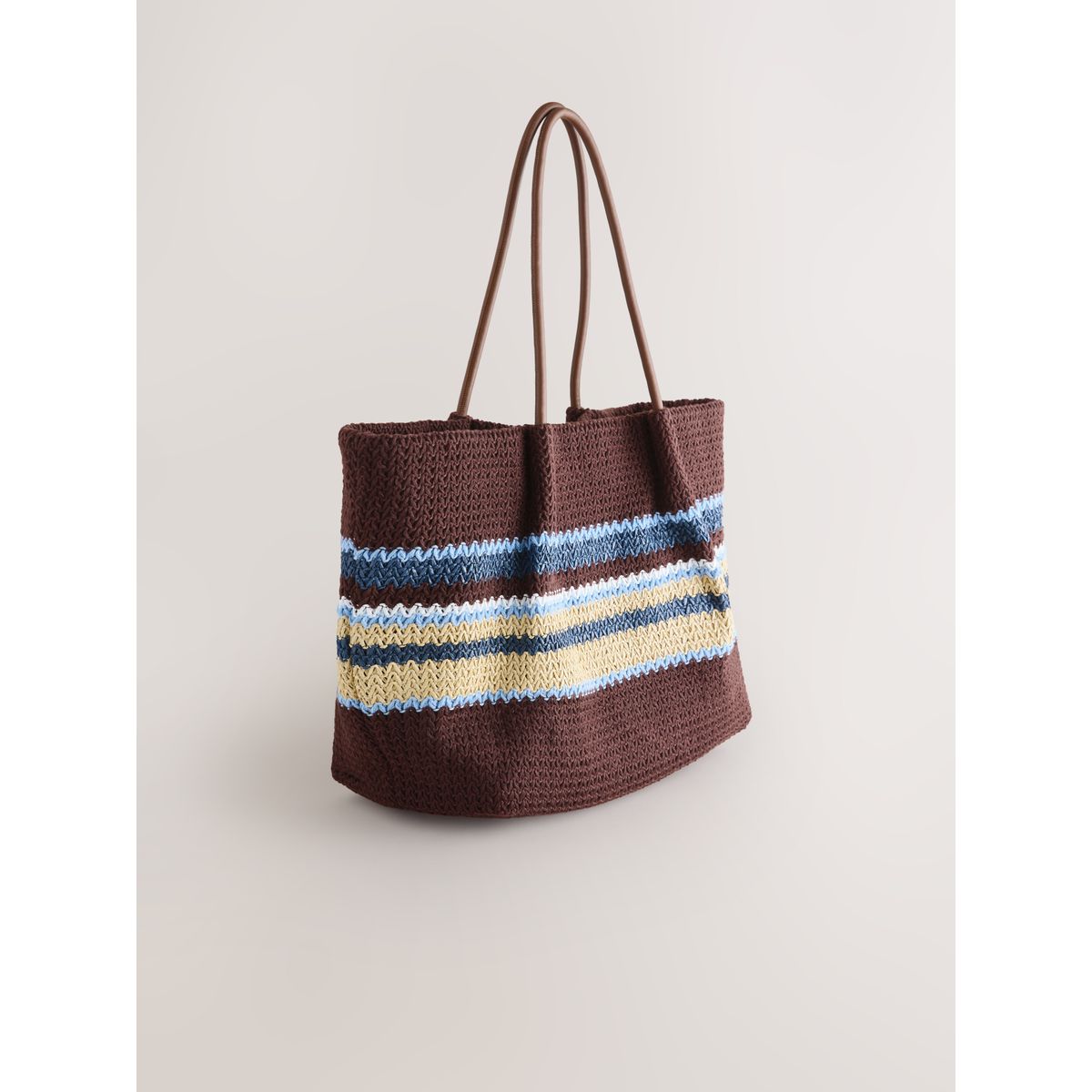 Sac porté épaule à rayures effet crochet marron chocolat, NEXT